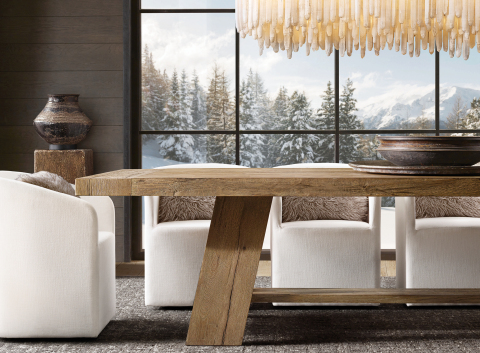 RH SKI HOUSE 2019 INTRODUCES THE DAVOS OAK COLLECTION DINING TABLE BY NICHOLAS AND HARRISON CONDOS (Photo: Business Wire)