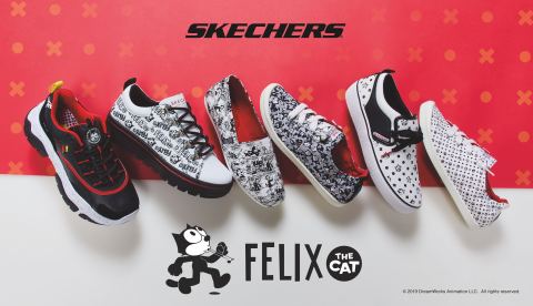 Skechers x Felix the Cat lifestyle footwear for women launches this month in celebration of the iconic feline’s 100th anniversary. (Graphic: Business Wire)