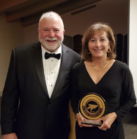 Fulton Bank’s Debra Hamilton (right), chief learning & development officer, and Dr. Terry Hildebrandt, master corporate executive coach, Terry Hildebrandt and Associates, LLC, display Fulton’s MEECO Award. (Photo: Business Wire)