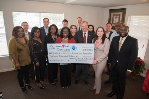 Three Baton Rouge banks partnered with FHLB Dallas to award $14K in Partnership Grant Program funds to Scotlandville Community Development Corporation.(Photo: Business Wire)