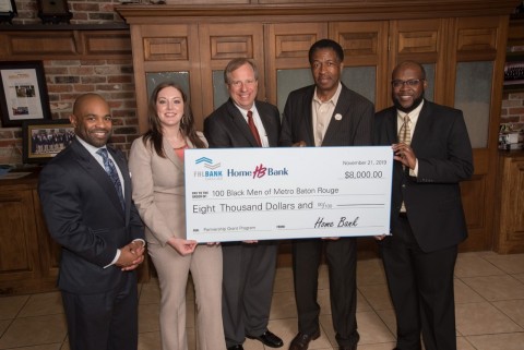 Home Bank and FHLB Dallas awarded $8K to 100 Black Men of Metro Baton Rouge, an organization that helps men reach their full potential. (Photo: Business Wire)