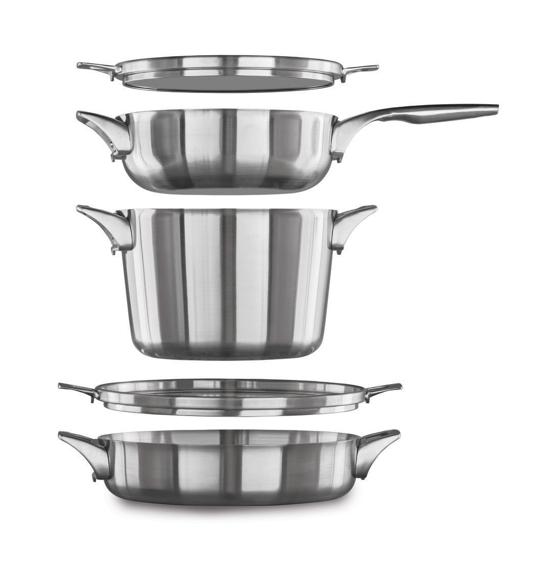 Calphalon Premier Space Saving Stainless Steel 3 Piece, 8-in