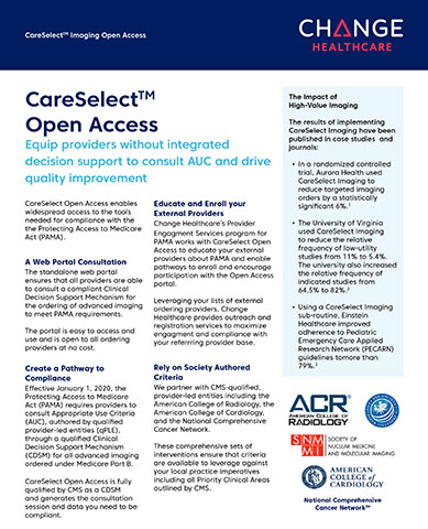 Change Healthcare CareSelect Imaging Open Access Fact Sheet