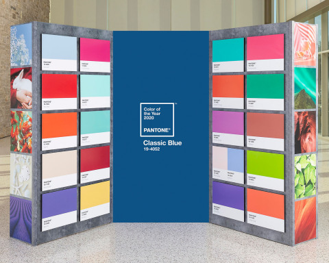FedEx Office helped announce the Pantone® Color of the Year 2020. Using state-of-the-art color matching and print technology, FedEx Office brought past Pantone Colors of the Year to life through this multi-dimensional print installation. (Photo: Business Wire)