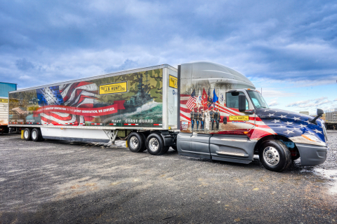 One of the new J.B. Hunt tractor and trailers being used for Wreaths Across America in 2019. (Photo: Business Wire)