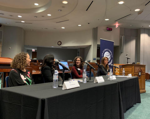 Panel on gender equality. Left to right, Kim Williams, EVP and CFO, Warner Bros., Rashmi Char, VP of Engineering, Qualcomm, Deborah Gibbins, COO, Mary Kay, and, Holly Smithson, CEO, Athena (Photo: Mary Kay Inc.)