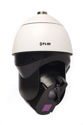 The FLIR Elara DX-Series, one of three new Pan-Tilt-Zoom security cameras FLIR announced today, includes a premium thermal camera and 4K visible camera for imaging day or night, longer viewing range capabilities, and a wiper blade that can be remotely operated for use in harsh weather conditions. (Photo: Business Wire)