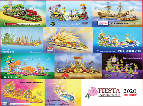 Fiesta Parade Floats unveils an inspirational and entertaining line-up of 2020 Rose Parade float entries. (Graphic: Business Wire)