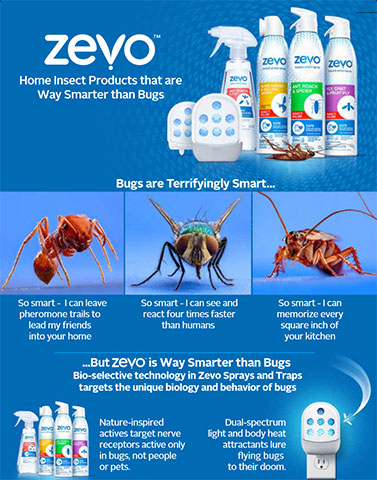 The bio-selective technology in Zevo Sprays and Traps targets the unique biology and behavior of bugs. (Graphic: Business Wire)