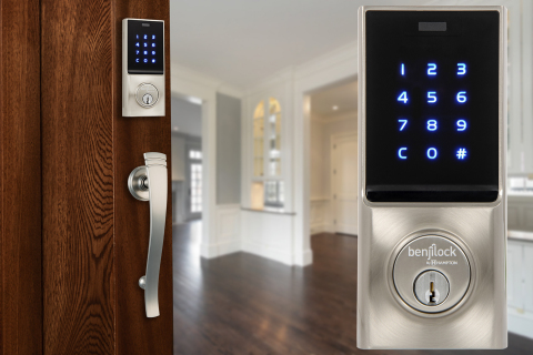 Hampton Products introduced the first connected deadbolts from BenjiLock By Hampton® at CES 2020, a new line of exterior deadbolts that use your fingerprint as a key. Easy to install and program, BenjiLock By Hampton connected deadbolts also feature the ability to control the lock via a user’s mobile device through the Array By Hampton smart phone app. (Photo: Business Wire)