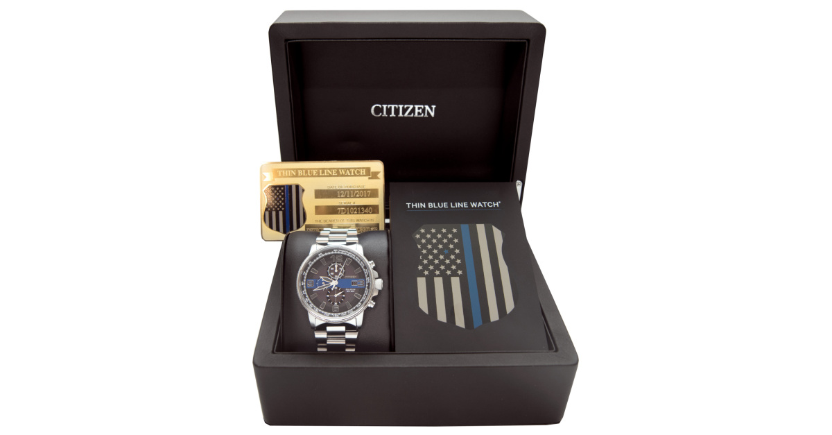 Citizen men's thin discount blue line watch