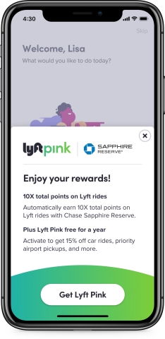 Chase is partnering with Lyft to offer new benefits for Chase cardmembers (Graphic: Business Wire)