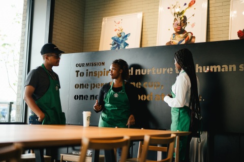 As part of the company’s expanded national partnership with United Way, Starbucks Community Store partners (employees) will work with their local United Way chapter to provide relevant resources and programs for their neighborhood using the store’s community space. (Photo: Business Wire)