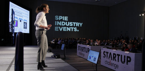 Avenda Health's Brittany Berry-Pusey during her 2019 SPIE Startup Challenge's winning pitch (Photo: Business Wire)