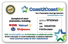 original Ilustración del cupón Coast2CoastRX para recetas médicas que está siendo distribuido a los residentes de la Ciudad de Houston (Foto: Business Wire)
