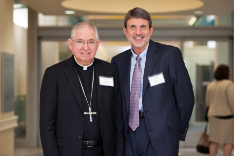 Children's Hospital Los Angeles President and CEO Paul S. Viviano with Jose H. Gomez, Archbishop of Los Angeles, at the dedication of The Thomas and Dorothy Leavey Foundation Interfaith Center at CHLA. Viviano and five other lay Angelenos will be honored at the 2020 Cardinal's Awards Dinner Feb. 29. (Photo: Business Wire)