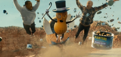 Wesley Snipes, MR. PEANUT and Matt Walsh star in PLANTERS nutty Super Bowl pre-game ad. (Photo: Business Wire)