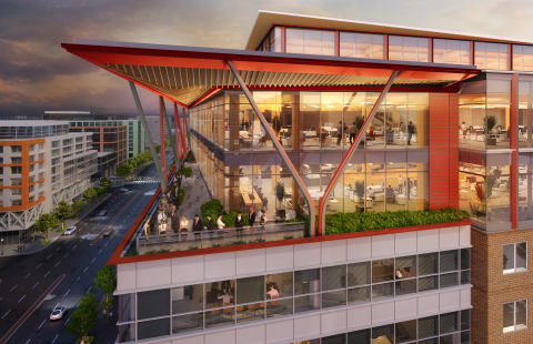 At 80 M Street in Washington, D.C., Columbia Property Trust is commencing city’s first commercial office construction project to utilize mass timber, a building material recognized for combining structural integrity with sustainability and wellness benefits. Rendering by the architect, Hickok Cole. (Photo: Business Wire)