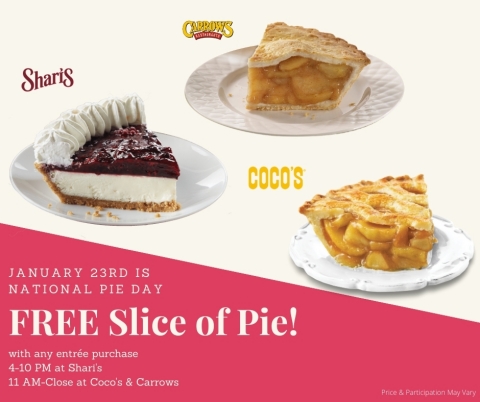 Shari's, Coco's and Carrows Restaurants Celebrate National Pie Day. (Photo: Business Wire)