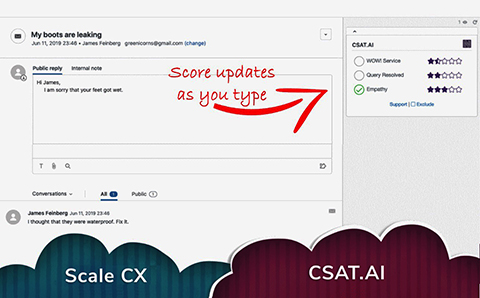 CSAT.AI score updates as you type. (Graphic: Business Wire)