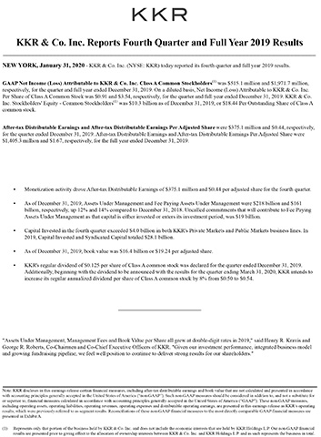 original KKR Q4'19 Earnings Release
