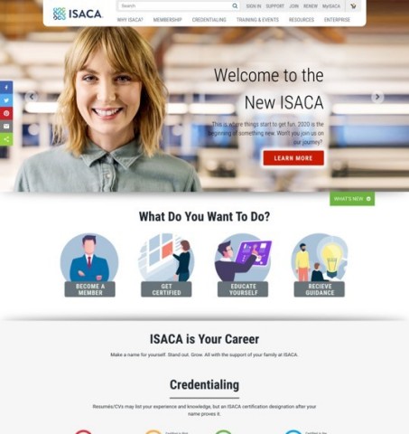 ISACA's revamped web presence will offer increased functionality, stronger security and improved user experience to better inform and connect the ISACA global professional community, as well as spotlight ISACA members in new and engaging ways. (Graphic: Business Wire)