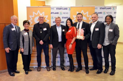 The Tesseract Ventures team at the Jan. 30 event honoring the Startland News' Startups to Watch. (Photo: Business Wire)