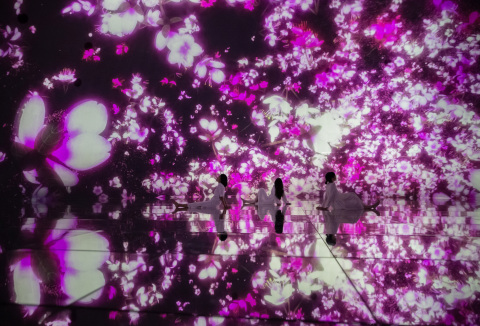 thumbnail teamLab, Floating in the Falling Universe of Flowers, 2016-2018, Interactive Digital Installation, Endless, Sound: Hideaki Takahashi ©teamLab (Photo: Business Wire)