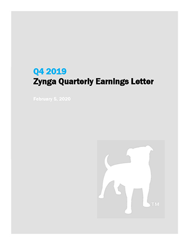 Q4 2019 Zynga Quarterly Earnings Letter