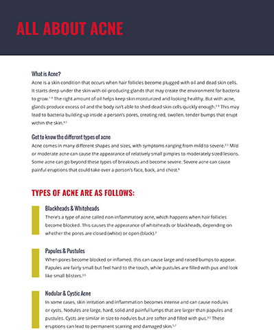 All About Acne. Get more information, tools and support at www.TakeOnAcne.com