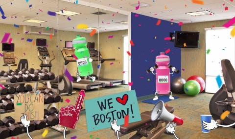 thumbnail Elliptical equipment, a treadmill and free weights are available 24 hours a day.