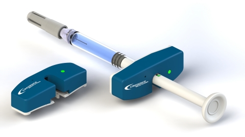 The award winning Credence Connect™ Auto-Sensing Injection System incorporates automatic real-time monitoring of critical injection data and user feedback into a reusable ergonomic finger grip. (Photo: Business Wire)