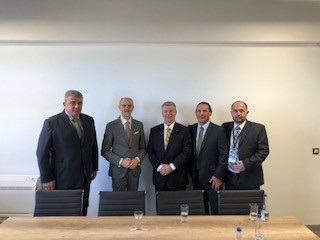 Goran Veljović, Sales and Marketing Director at E-Smart Systems; Goran Trivan, Serbia Minister of Environmental Protection; Peter Poulin, GRC CEO; Arthur Guerro, GRC Director of Business Development; Honorable Anthony F. Godfrey, U.S. Ambassador to Serbia (Photo: Business Wire)