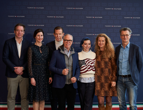 Martijn Hagman, Katrin Ley, Daniel Grieder, Tommy Hilfiger, Noor Tagouri, Willemijn Verloop and Steven Serneels (Photo: Business Wire)