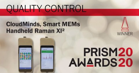 CloudMinds Smart Handheld MEMS Raman XI2 wins 2020 Prism Award in Quality Control (Prism Award logo courtesy of SPIE) (Graphic: Business Wire)