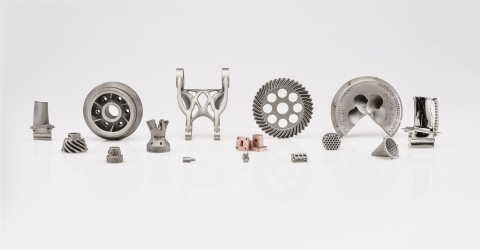 thumbnail Metal 3D printers from The ExOne Company now binder jet 21 total materials, including 10 single-alloy metals, six ceramics, and five composite materials. Additionally, more than 24 materials are approved for controlled R&D printing. This photo showcases a variety of ExOne’s qualified and R&D materials, including M2 Tool Steel, 316L, 304L, 17-74PH, copper, and Inconel 625. (Photo: Business Wire)