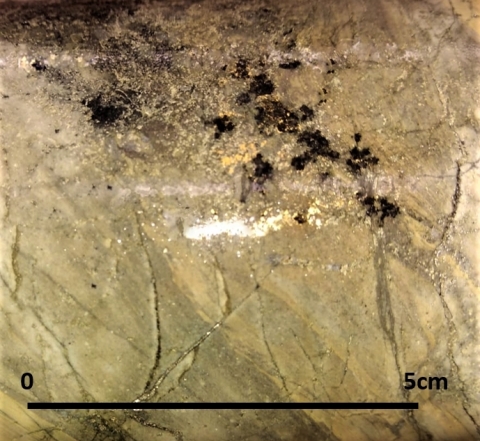 Figure 4. Visible gold in drill hole 120015 (Photo: Business Wire)
