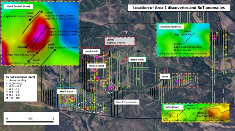 Figure 2. New discoveries and base of till anomalies at Area 1 (Photo: Business Wire)