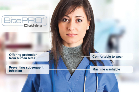 Healthcare nurse wearing BitePRO® Bite Resistant Clothing (Photo: Business Wire)