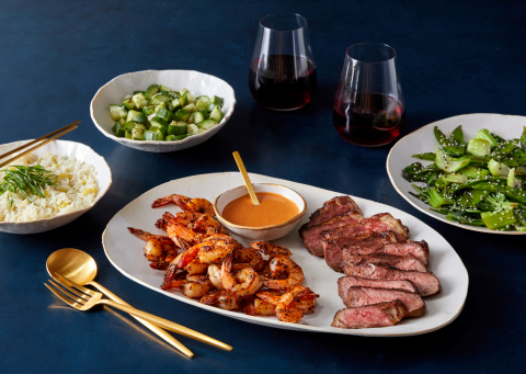Hibachi-Style Steak & Shrimp with Bok Choy, Snow Peas & Marinated Cucumber (Photo: Business Wire)