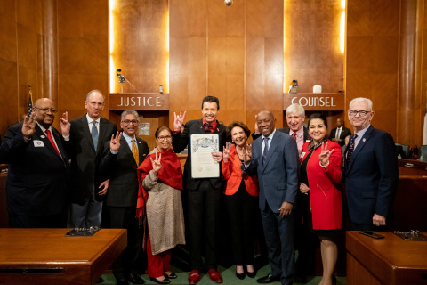 On March 3, 2020, Houston Mayor Sylvester Turner and the Houston City Council recognized the C. T. Bauer College of Business as a leader in entrepreneurship education with a proclamation. (Photo: Business Wire)