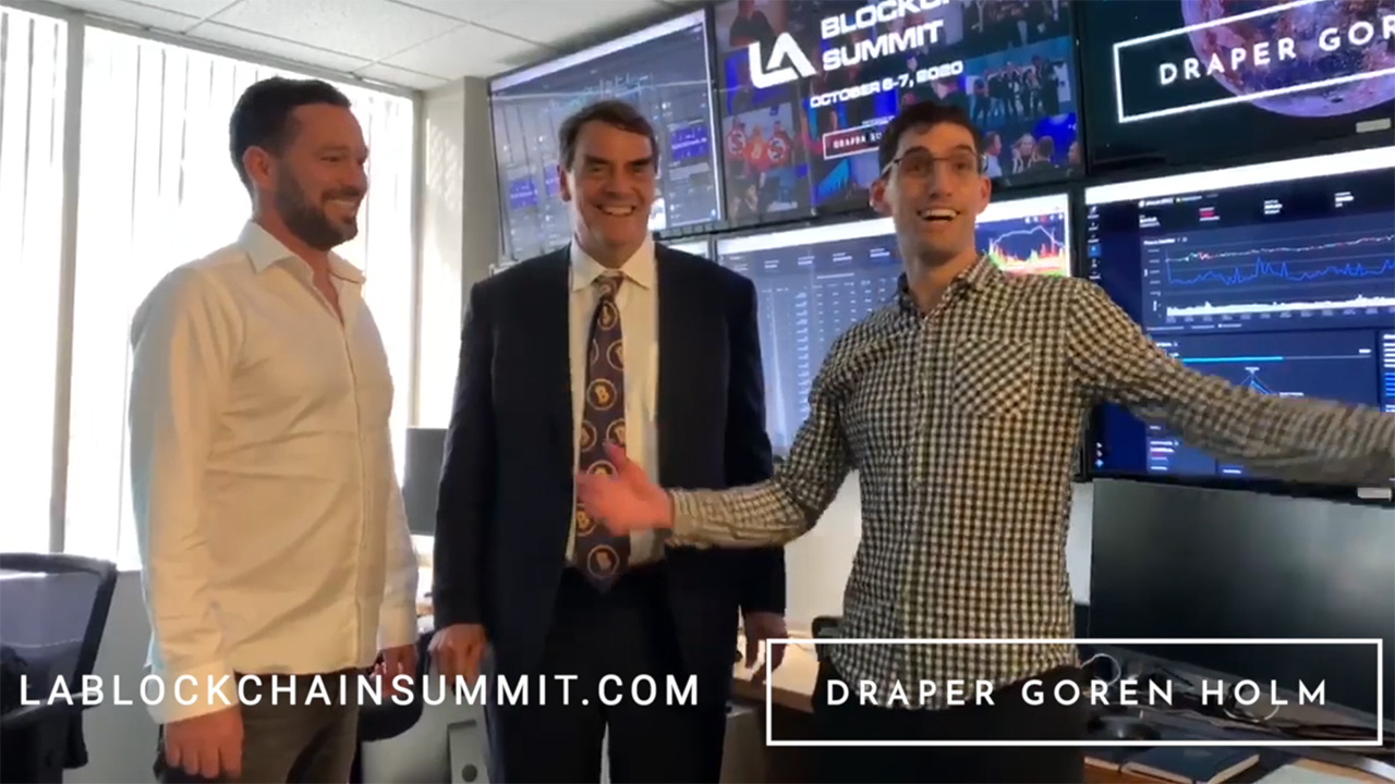 Draper Goren Holm partners Josef Holm, Tim Draper and Alon Goren announce the next Los Angeles Blockchain Summit, Bitcoin and free ticket giveaway.