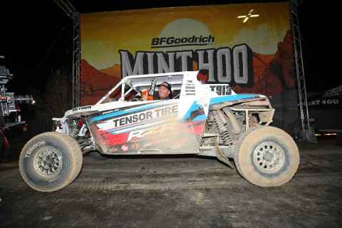 RZR factory racer Branden Sims finishes first in Pro Turbo class at Mint 400. Photo: Harlen Foley