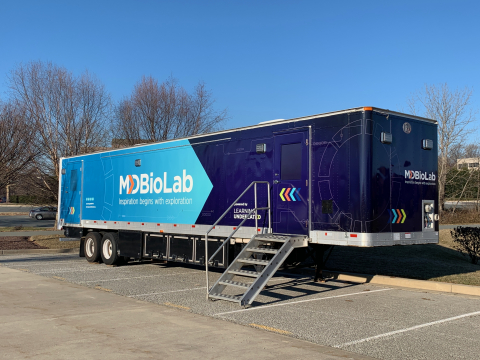 MdBioLab, the flagship of Learning Undefeated’s disaster recovery education program, is a self-contained 45-foot mobile STEM laboratory that provides temporary teaching space, specialized science equipment and curriculum for communities impacted by disasters. (Photo: Business Wire)
