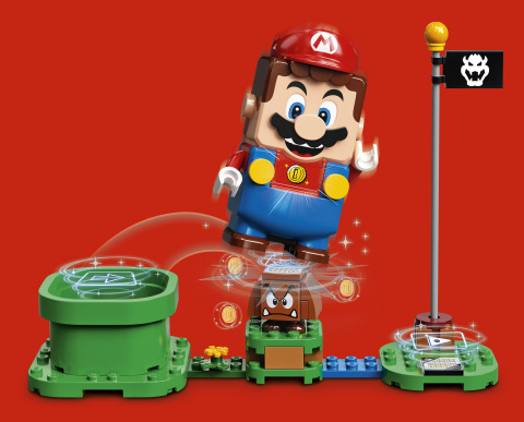 LEGO Super Mario collecting coins – red background (Photo: Business Wire)