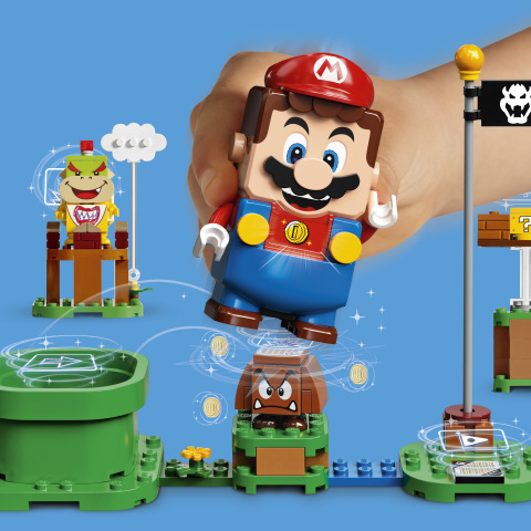 LEGO Super Mario collecting coins – blue background (Photo: Business Wire)