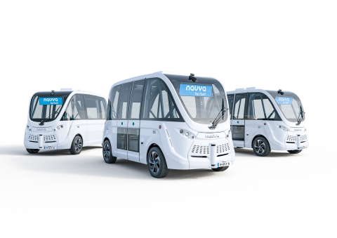 Since 2015, NAVYA has been using Velodyne lidar sensors in production for its autonomous shuttle fleet that provides mobility services to cities and private sites. (Photo: NAVYA)