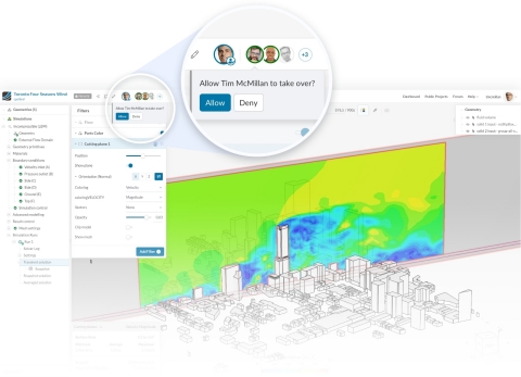 Screenshot of SimScale’s new collaboration features on the cloud-based CAE platform. Multiple users can now collaborate on one project together – in real-time. (Graphic: Business Wire)