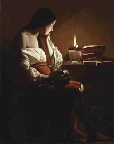 Georges de La Tour’s, The Magdalen with the Smoking Flame. The Magdalen with the Smoking Flame Georges de La Tour (1593, Vic-sur-Seille-1652, Lunéville) France, circa 1635-37 Paintings Oil on canvas Canvas: 46 1/16 × 36 1/8 in. (117 × 91.76 cm) Frame: 57 1/4 × 47 1/2 × 4 1/2 in. (145.42 × 120.65 × 11.43 cm) Gift of The Ahmanson Foundation (M.77.73) European Painting Not currently on public view (Photo: Business Wire)