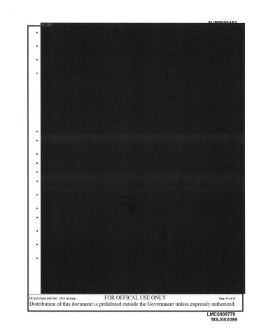 One of the pages released to the public, a fully Redacted page in the Lockheed Martin DoD’s Comprehensive Subcontracting Plan Test Program (“Test Program”) for FY 2014. (Photo: Business Wire)